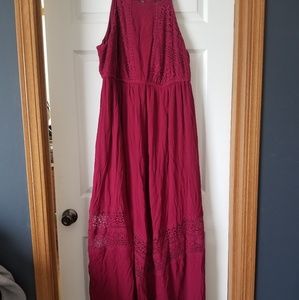 Burgundy Floor Length Dress 1x